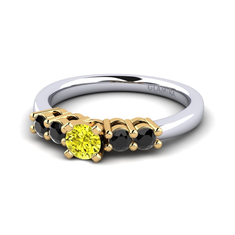 18k Oro Blanco & Amarillo Anillo de compromiso Fonda