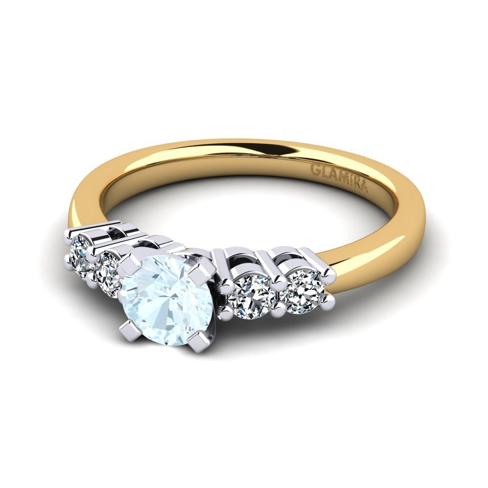 3 & 5 Stones Aquamarine 14ct Yellow & White Gold Coloured Engagement Rings