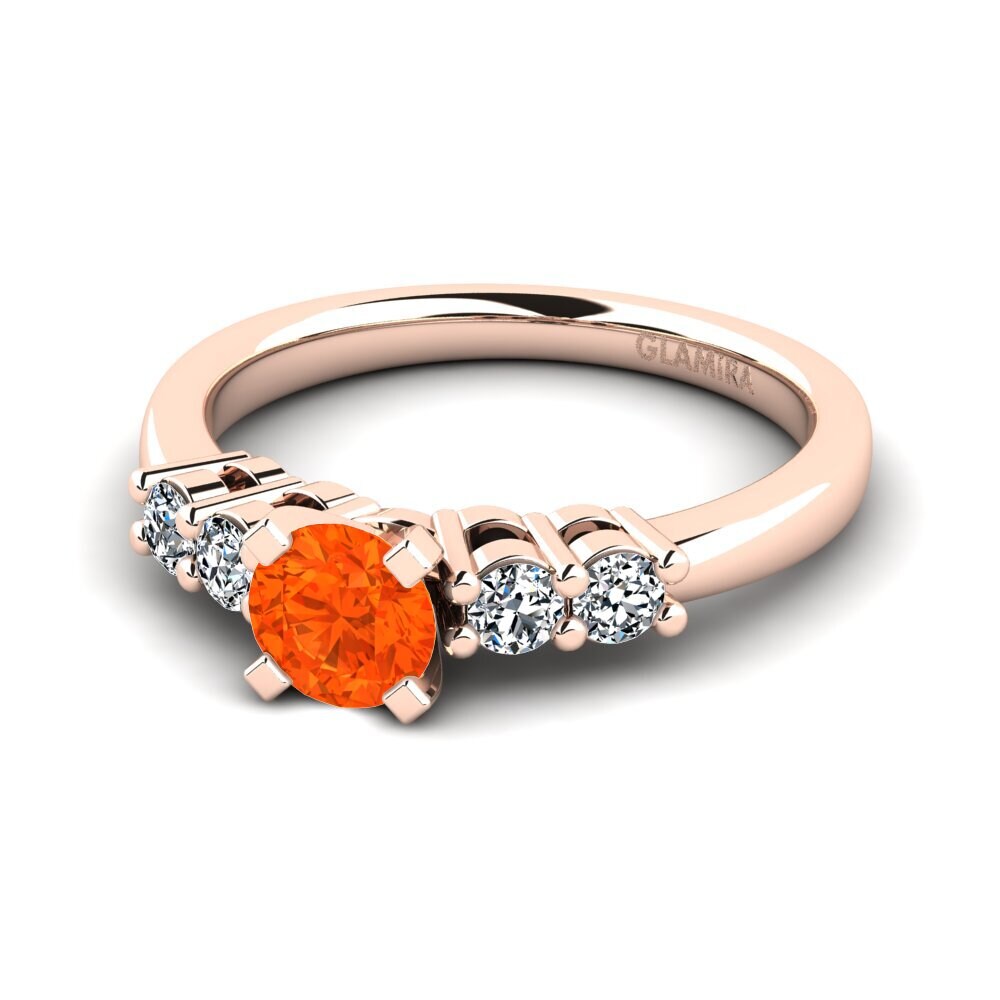 3 & 5 Stones Fire Opal 14ct Rose Gold Coloured Diamond Engagement Rings
