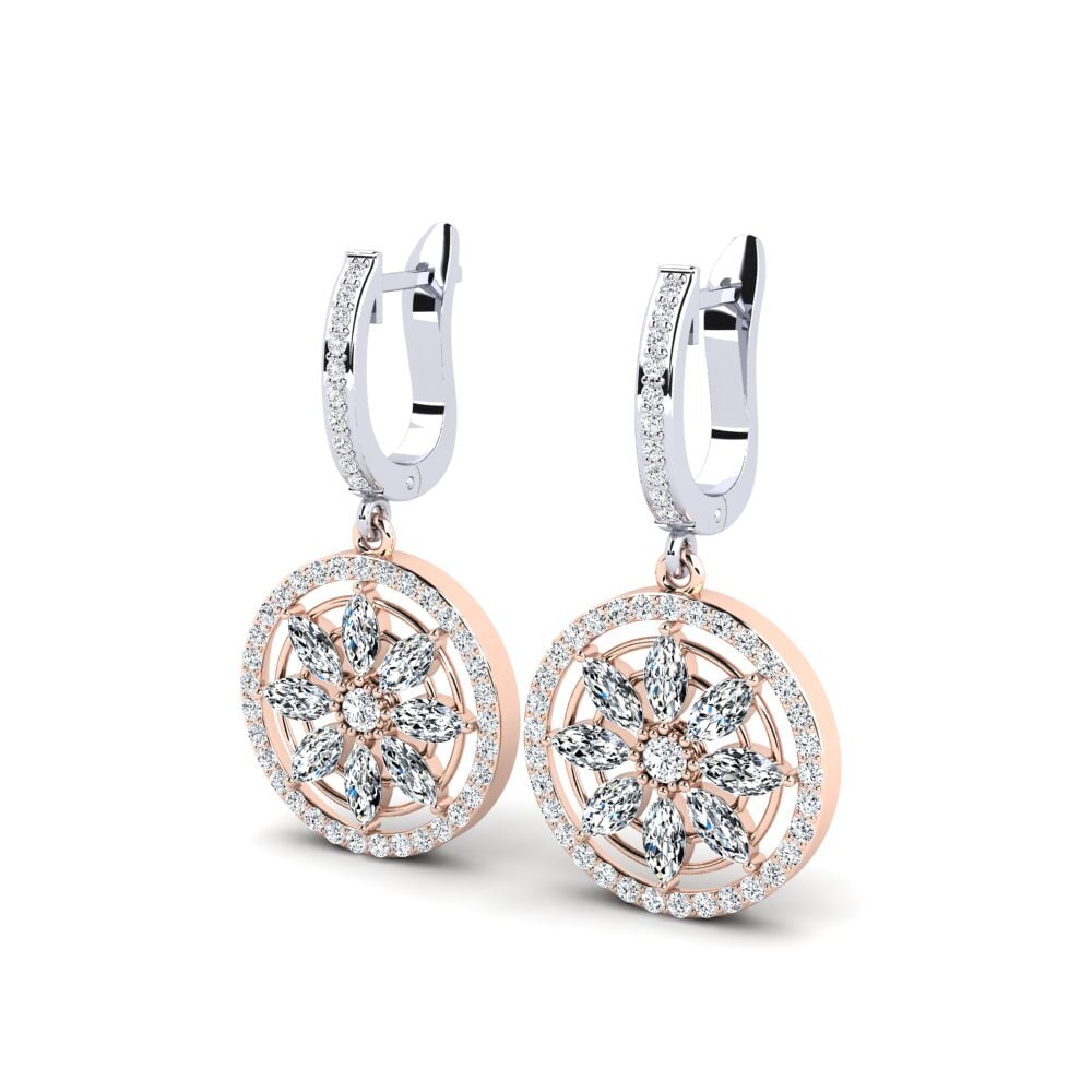 14ct White / Rose Gold Marquise Women's Earring Forciner