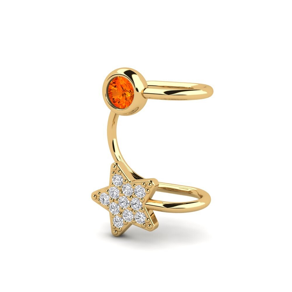 14ct Yellow Gold Orange Sapphire Women's Earring Forel