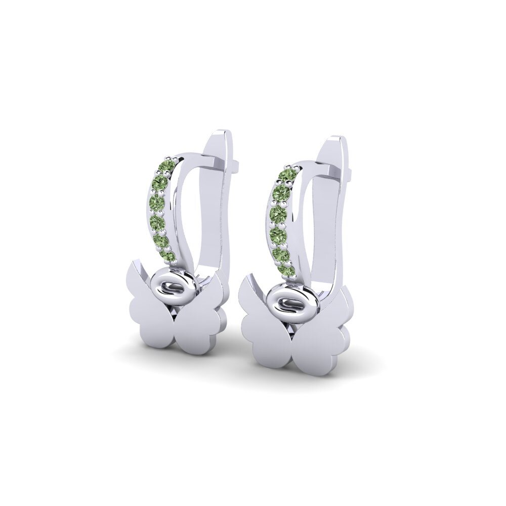 White Silver Green Diamond Kid's Earring Formulate