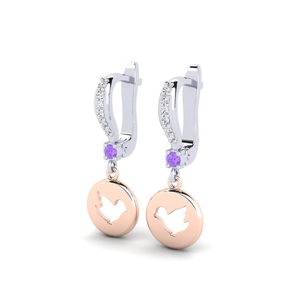 14k White & Rose Gold Amethyst Kid's Earring Formulation