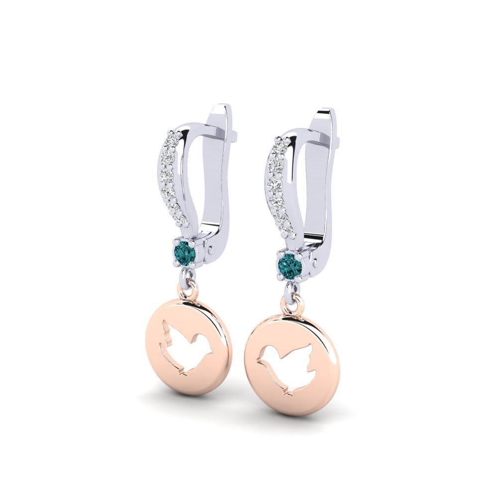 14k White & Rose Gold Blue Diamond Kid's Earring Formulation