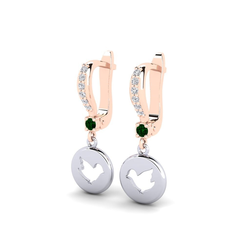 14k Rose & White Gold Green Zirconia Kid's Earring Formulation