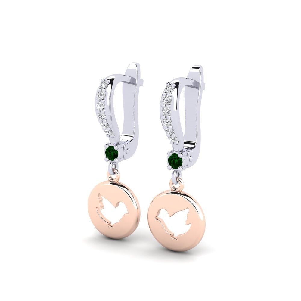14k White & Rose Gold Green Zirconia Kid's Earring Formulation