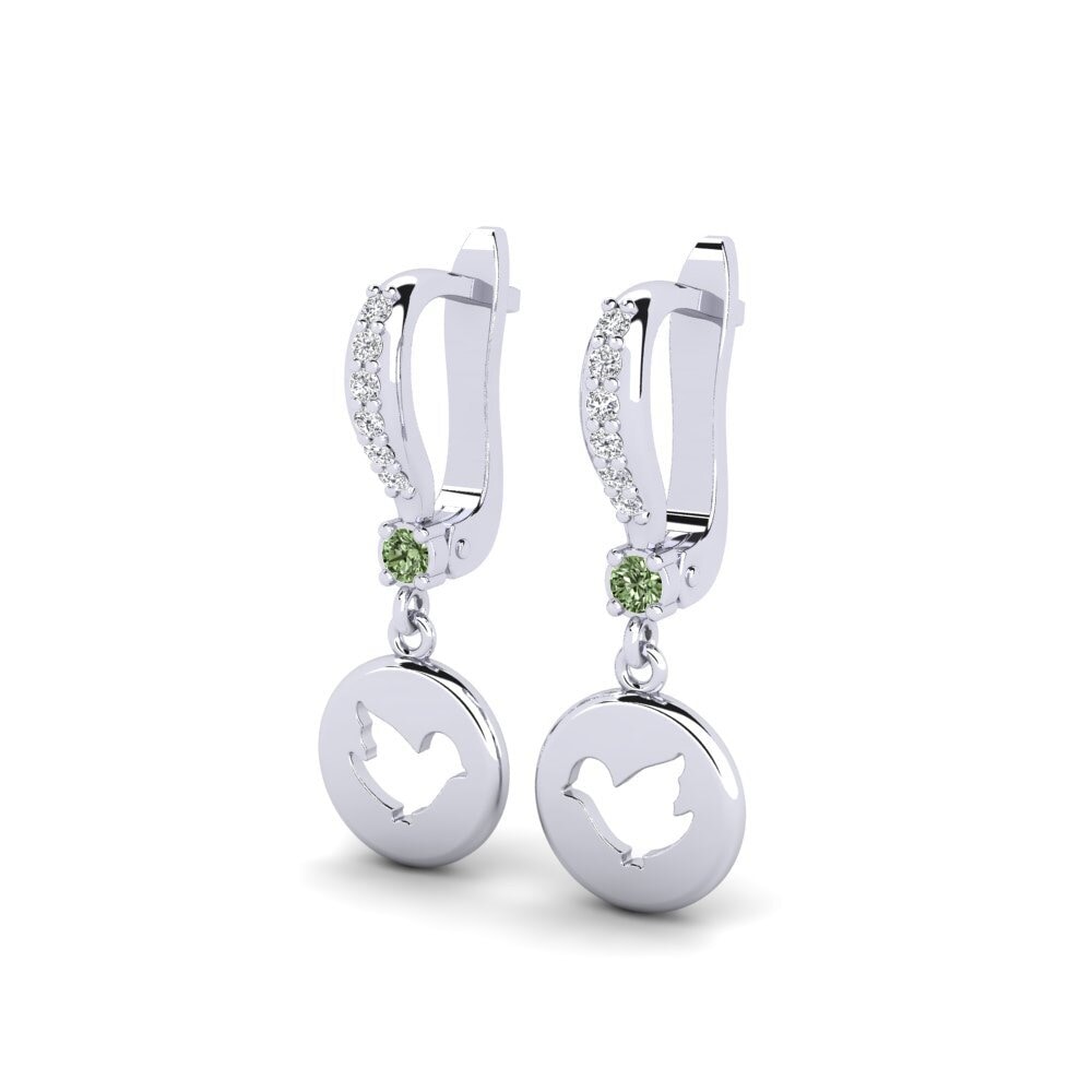 White Silver Green Diamond Kid's Earring Formulation