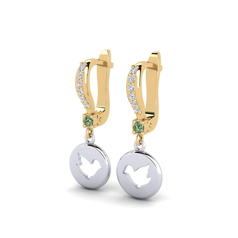 18k Oro Amarillo & Blanco Diamante Verde Pendiente para Niño Formulation