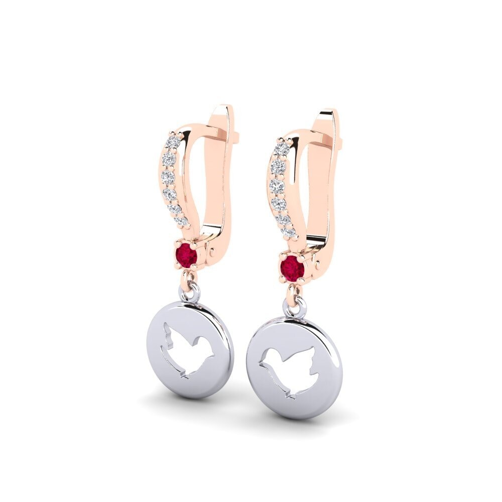 18k Rose & White Gold Ruby Kid's Earring Formulation