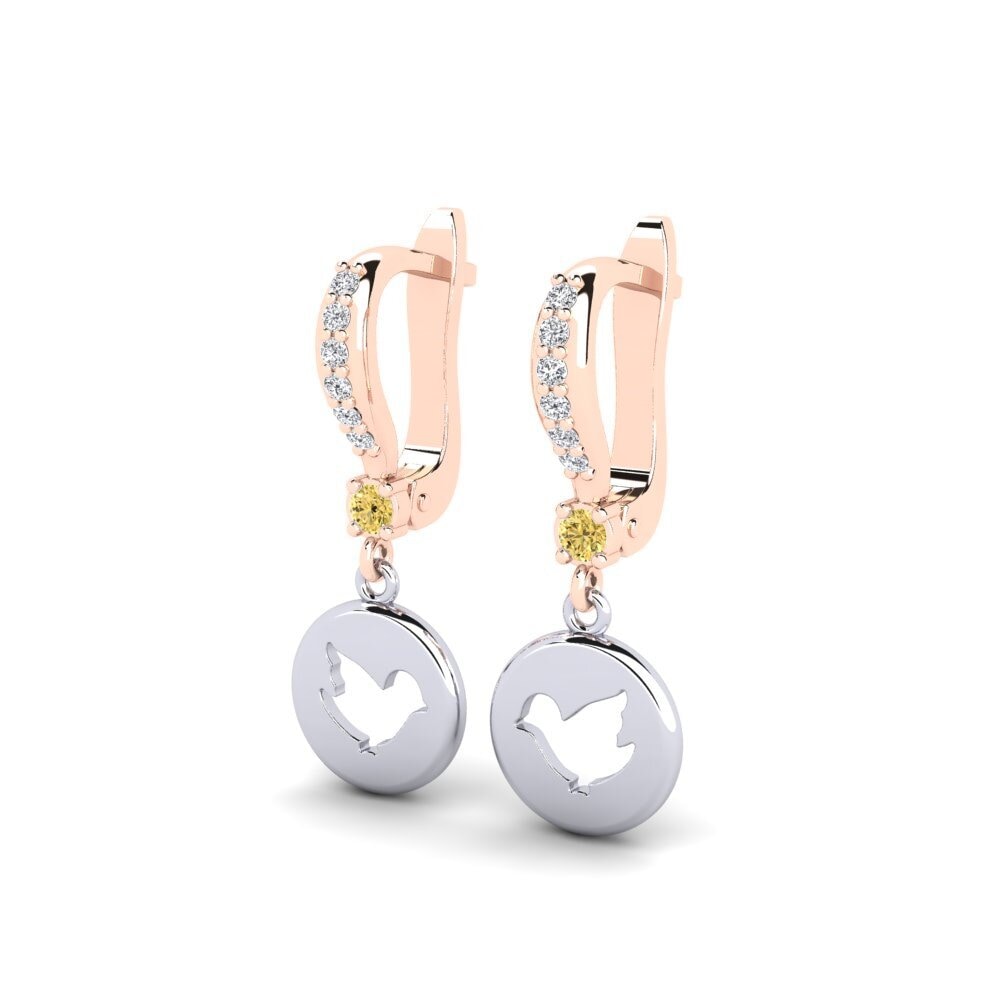 14k Rose & White Gold Yellow Diamond Kid's Earring Formulation