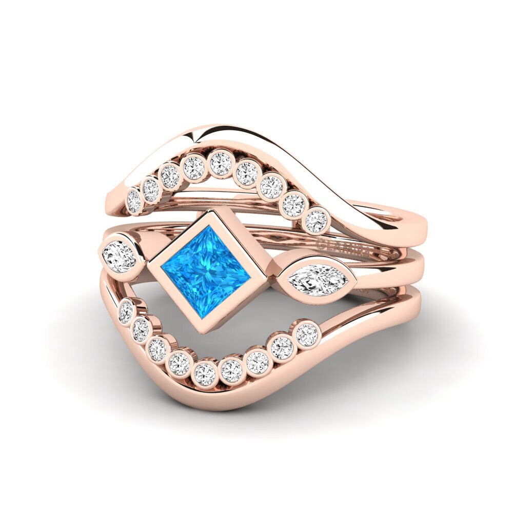Princesa Topacio azul Anillo Forphe SET