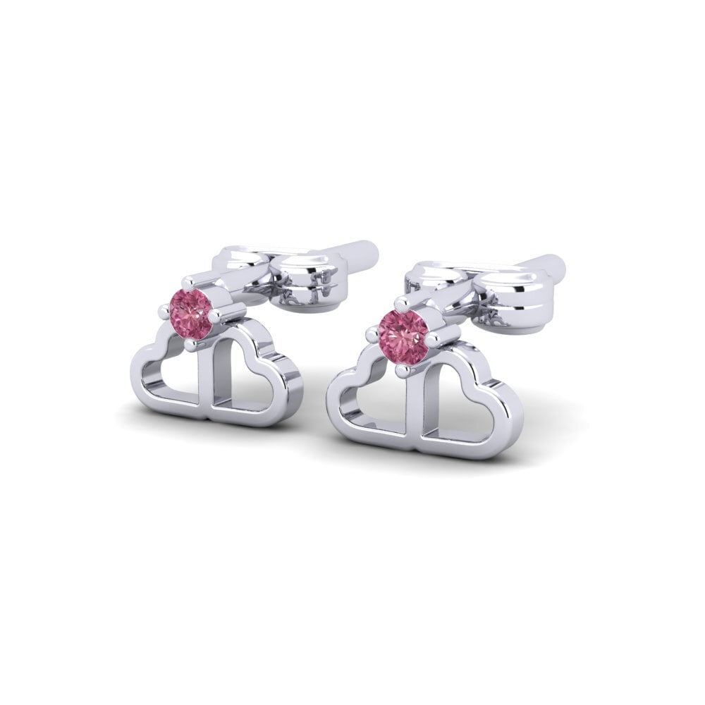 18k White Gold Rhodolite Garnet Kid's Earring Fourmi