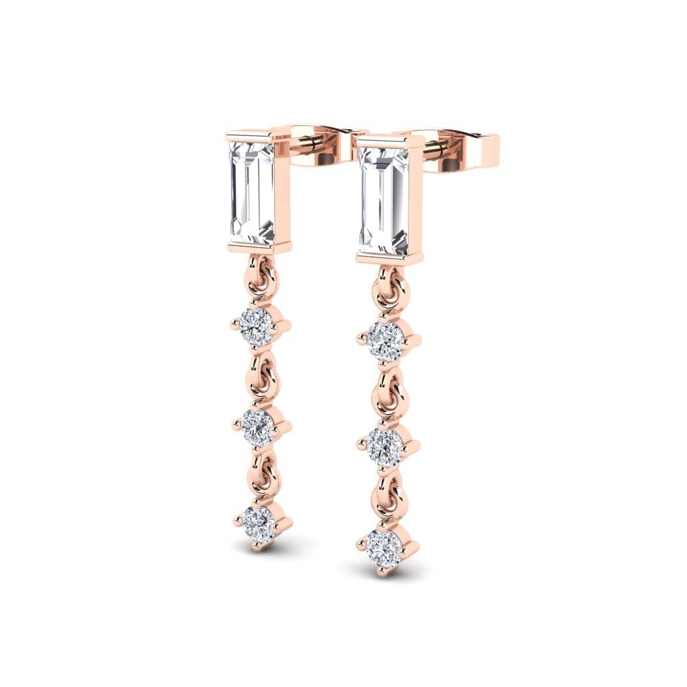 14k Oro Rosa Baguette Pendiente de mujer Foxe