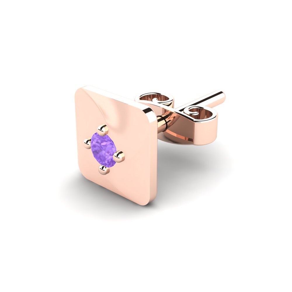 9k Oro Rosa Amatista Pendiente para hombre Foxen