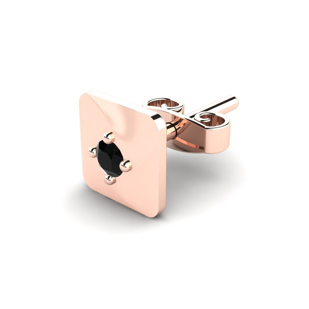 14ct Rose Gold Black Diamond Men's Earring Foxen