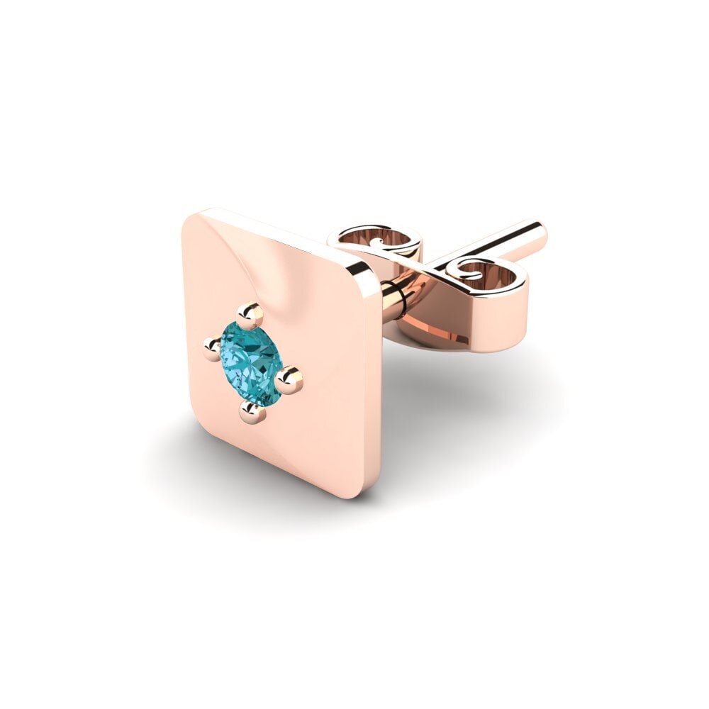14ct Rose Gold Blue Diamond Men's Earring Foxen