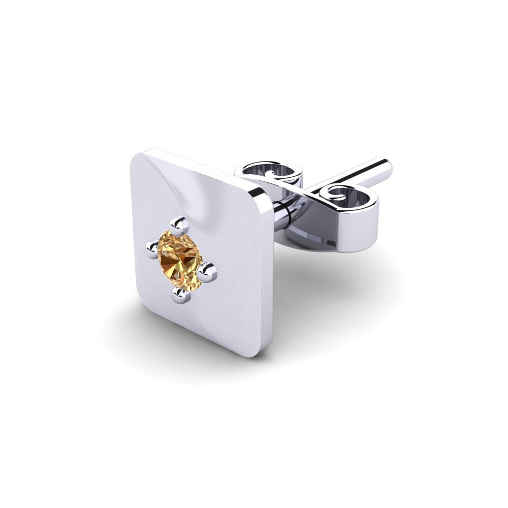 9ct White Gold Brown Diamond Men's Earring Foxen