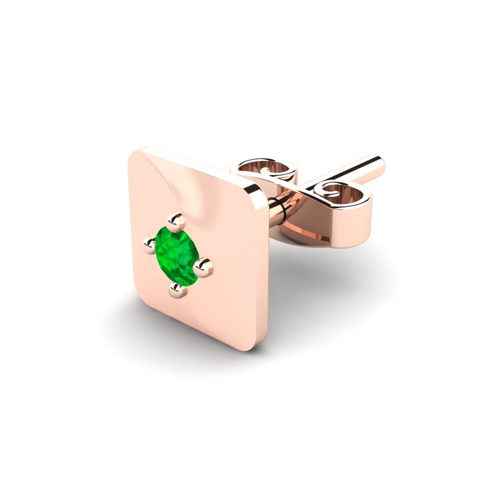 14ct Rose Gold Emerald Men's Earring Foxen