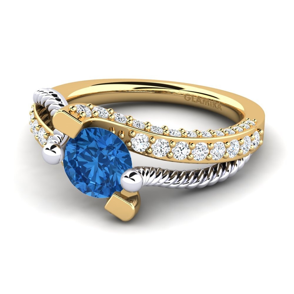 Circonita Azul Oscuro Anillo de compromiso Fraga