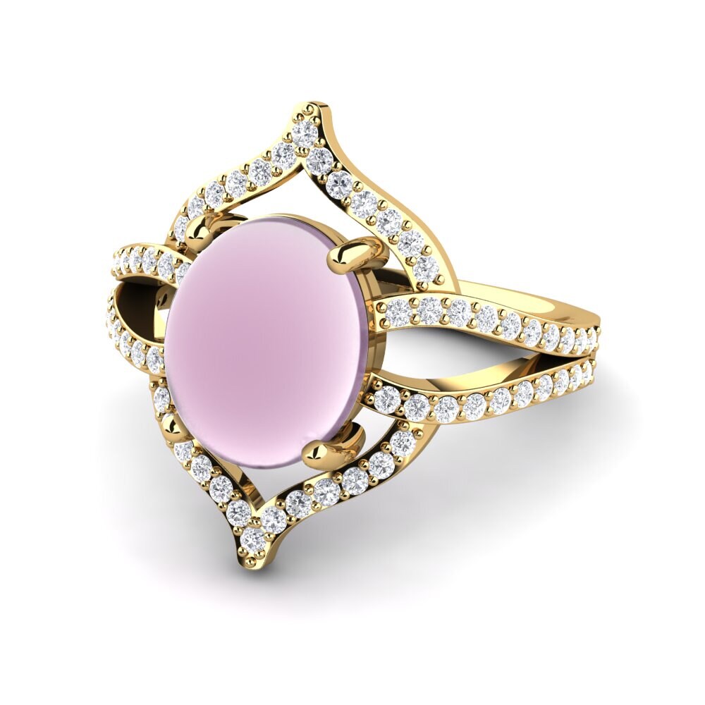 Cabochon Quartzo Rosa Anel Francesca