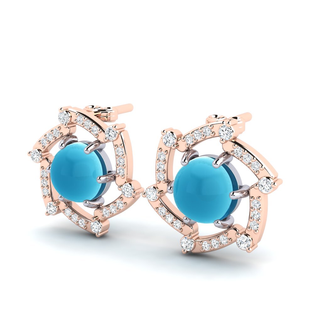 585 Ros & Putih Emas Topaz Biru Cabochon Anting-anting wanita Francess