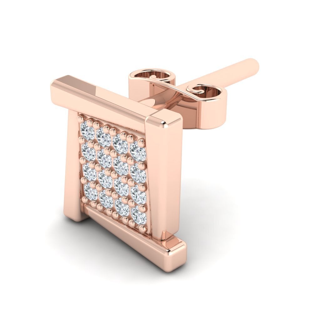 14k Rose Gold Diamond Men's Earring Franco