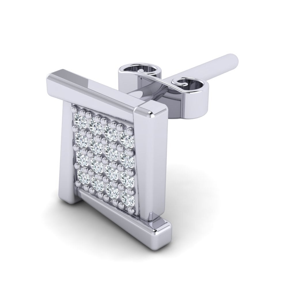 950 Platinum Diamond Men's Earring Franco