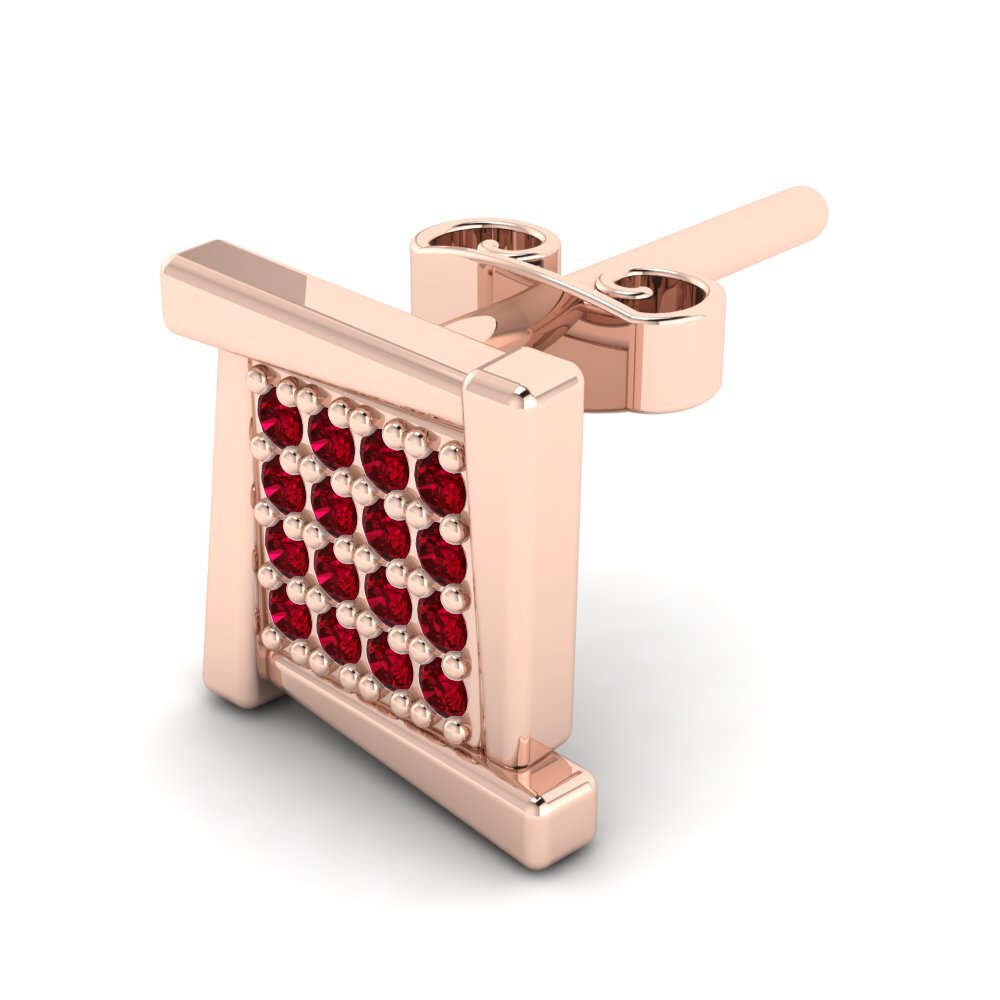 14k Oro Rosa Circonita Roja Pendiente para hombre Franco