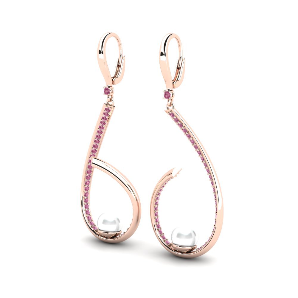 14k Oro Rosa Granate Rhodolite Pendiente de mujer Frangipani