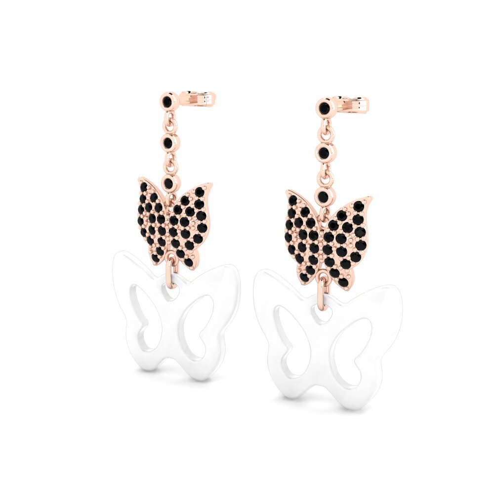 14k Oro Rosa Ónix Negro Pendiente de mujer Frantz