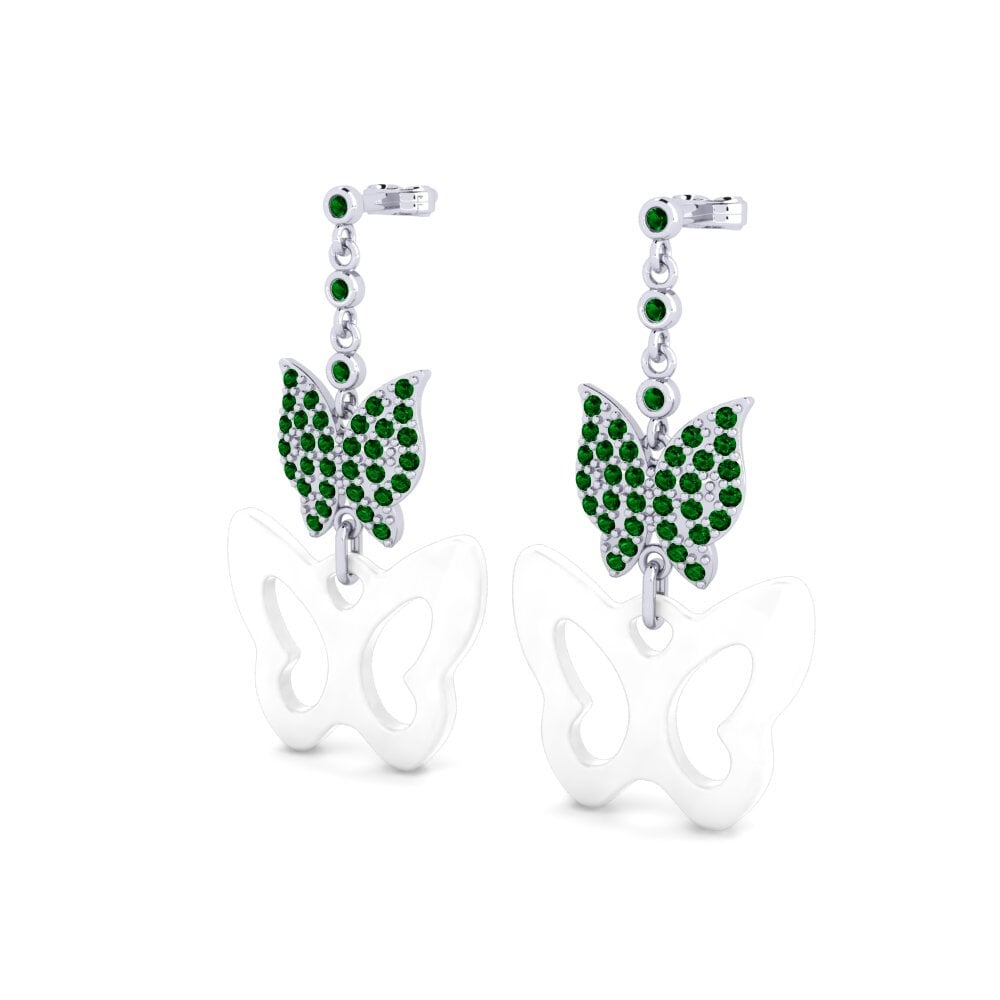 White Silver Green Zirconia Women's Earring Frantz
