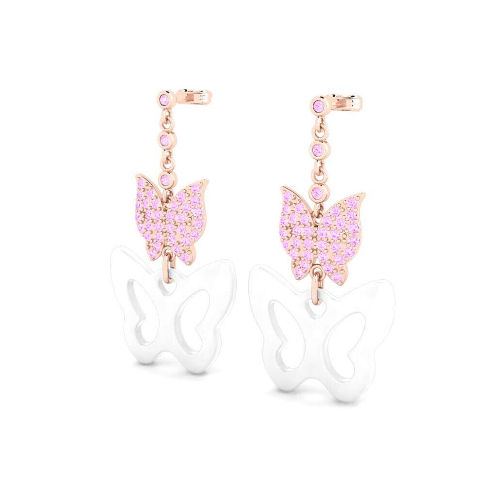 14k Oro Rosa Zafiro Rosado Pendiente de mujer Frantz