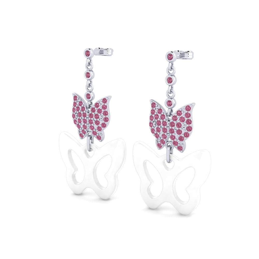 Platino 950 Granate Rhodolite Pendiente de mujer Frantz
