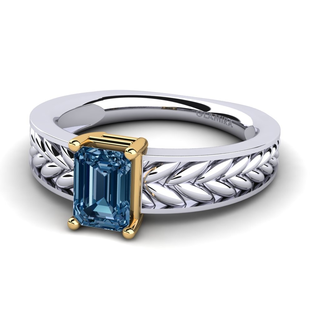 18k Oro Blanco & Amarillo Anillo de compromiso Frawli