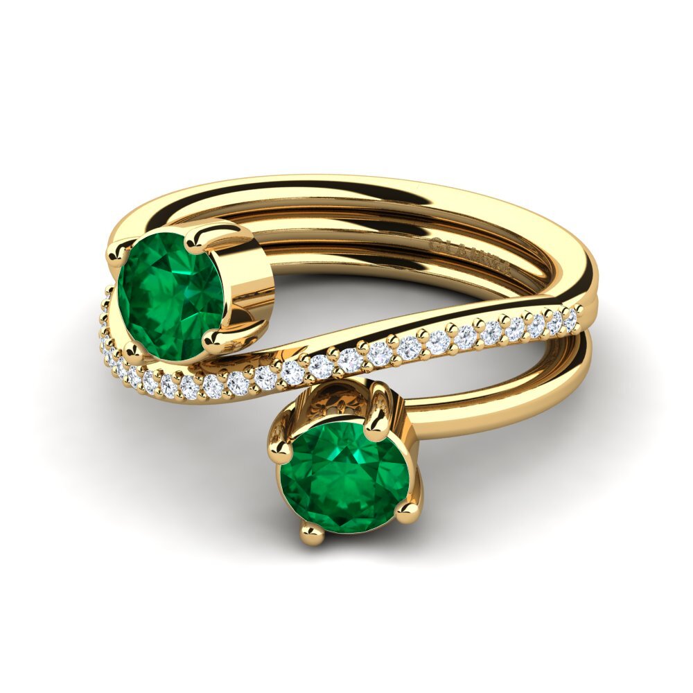 14ct Yellow Gold Emerald (Lab Created) Ring Fredith