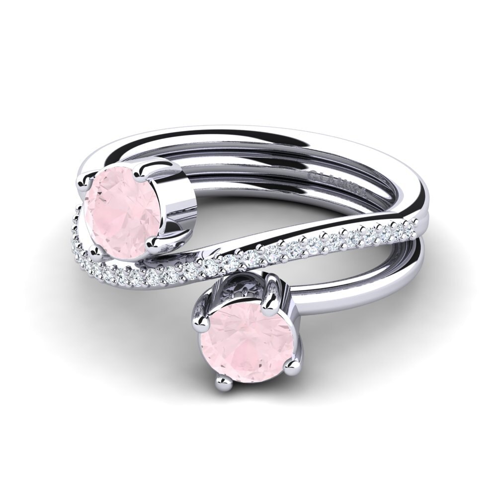 Or Blanc 9k Quartz Rose Bague Fredith