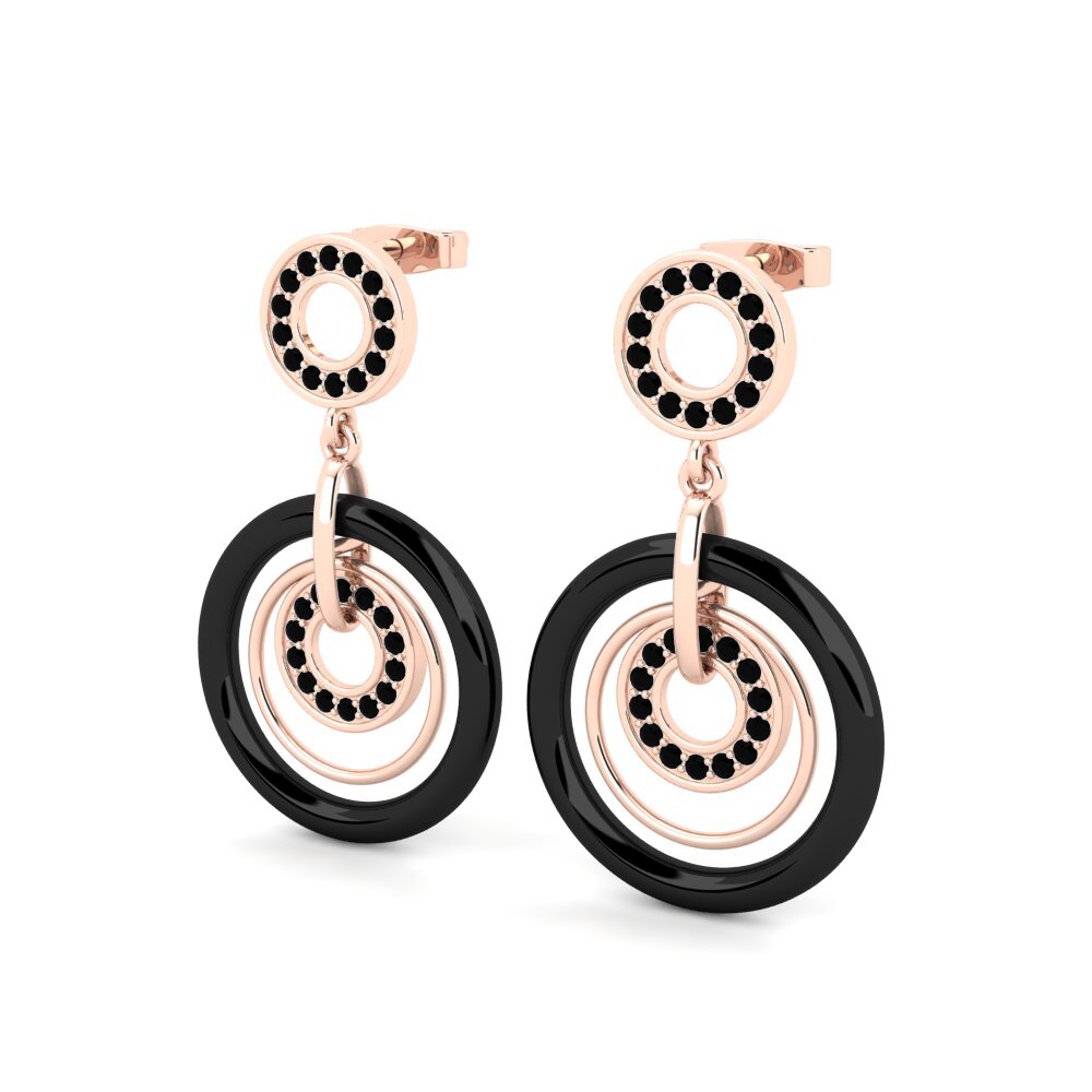 14k Oro Rosa Ónix Negro Pendiente de mujer Fremont