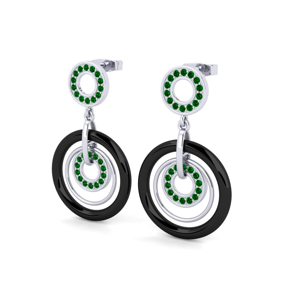 White Silver Green Zirconia Women's Earring Fremont