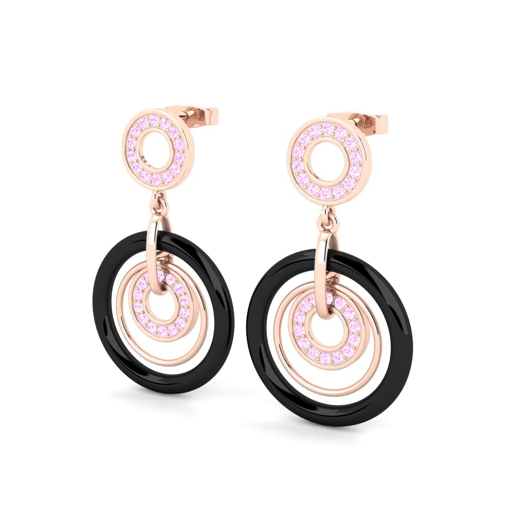 14k Oro Rosa Zafiro Rosado Pendiente de mujer Fremont