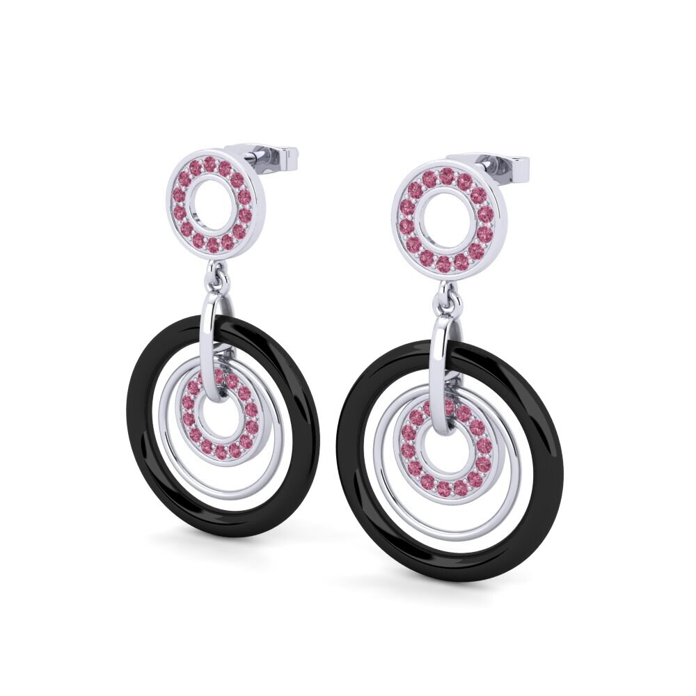 Platino 950 Granate Rhodolite Pendiente de mujer Fremont