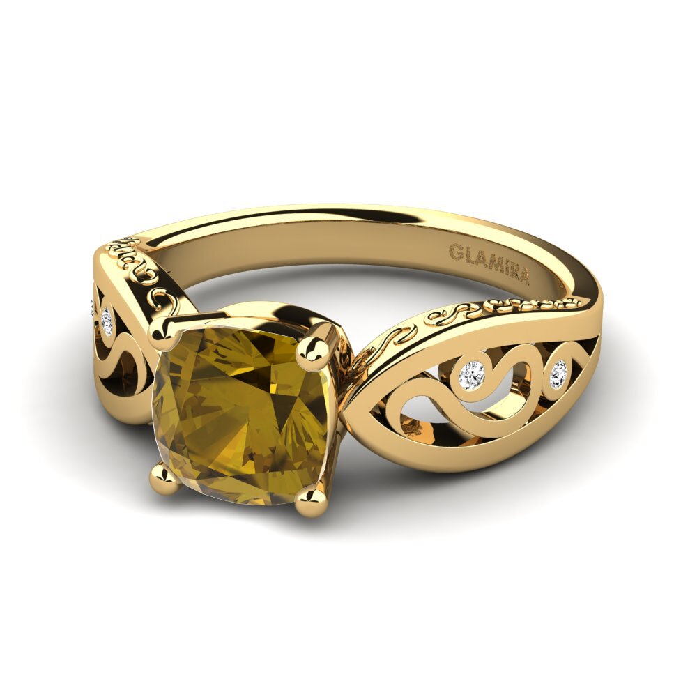 Circón Marrón Anillo de compromiso Fresa