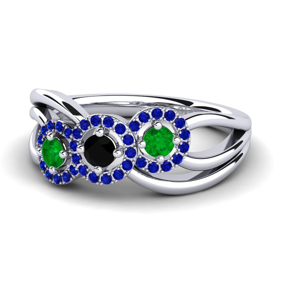 9ct White Gold Black Diamond Ring Frida