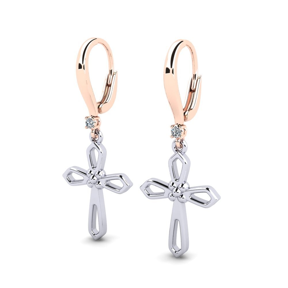 9k Oro Rosa & Blanco Pendiente de mujer Frinnc