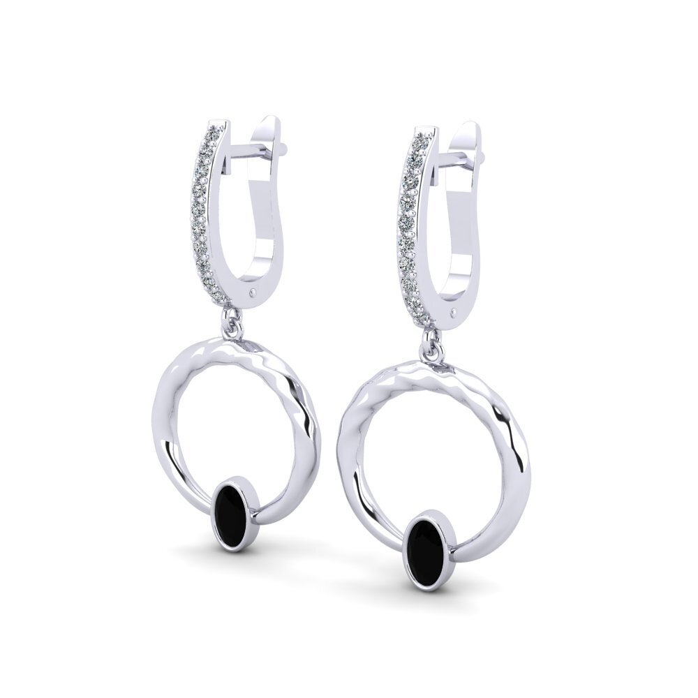 Ovalado Diamante Negro Pendiente de mujer Frousse