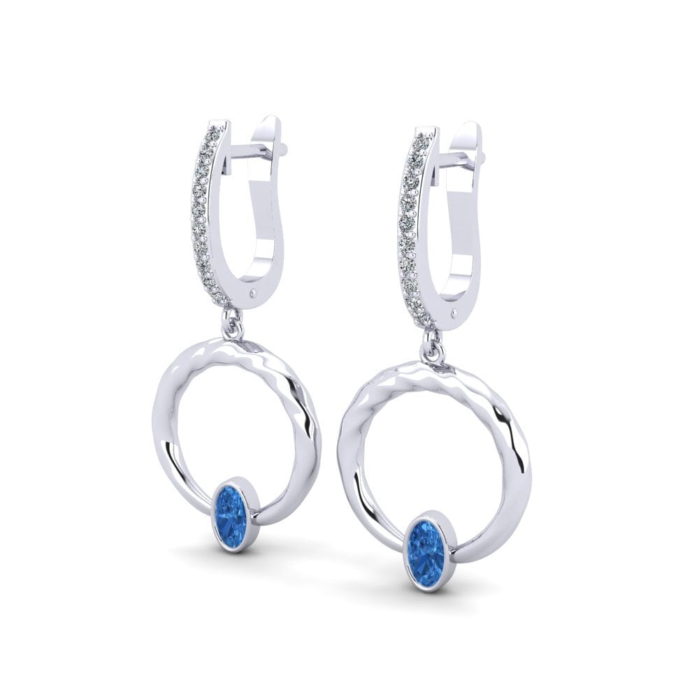 Ovalado Circonita Azul Oscuro Pendiente de mujer Frousse