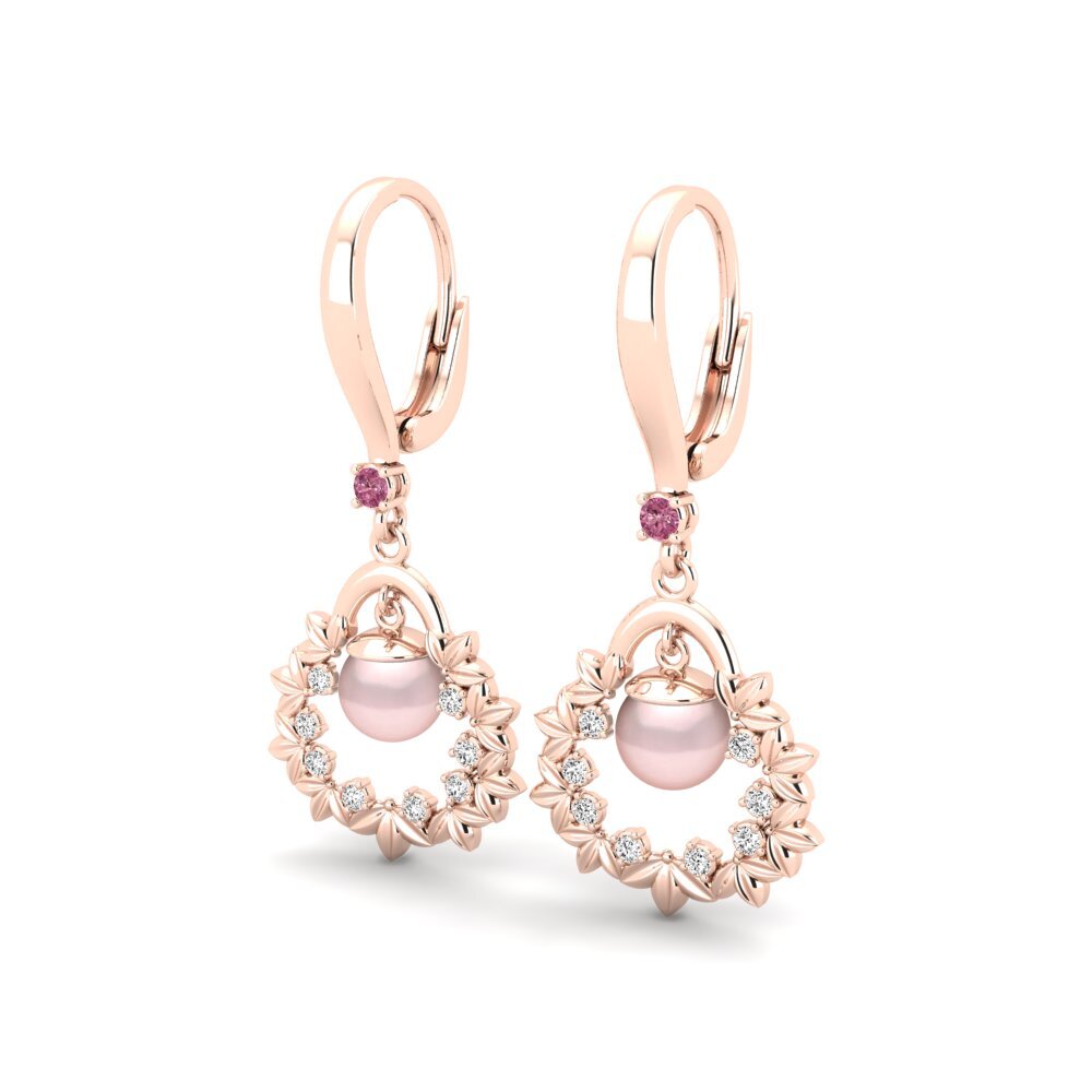 14k Oro Rosa Granate Rhodolite Pendiente de mujer Fruitier