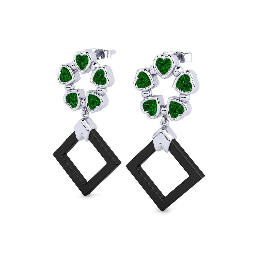 White Silver Green Zirconia Women's Earring Fults