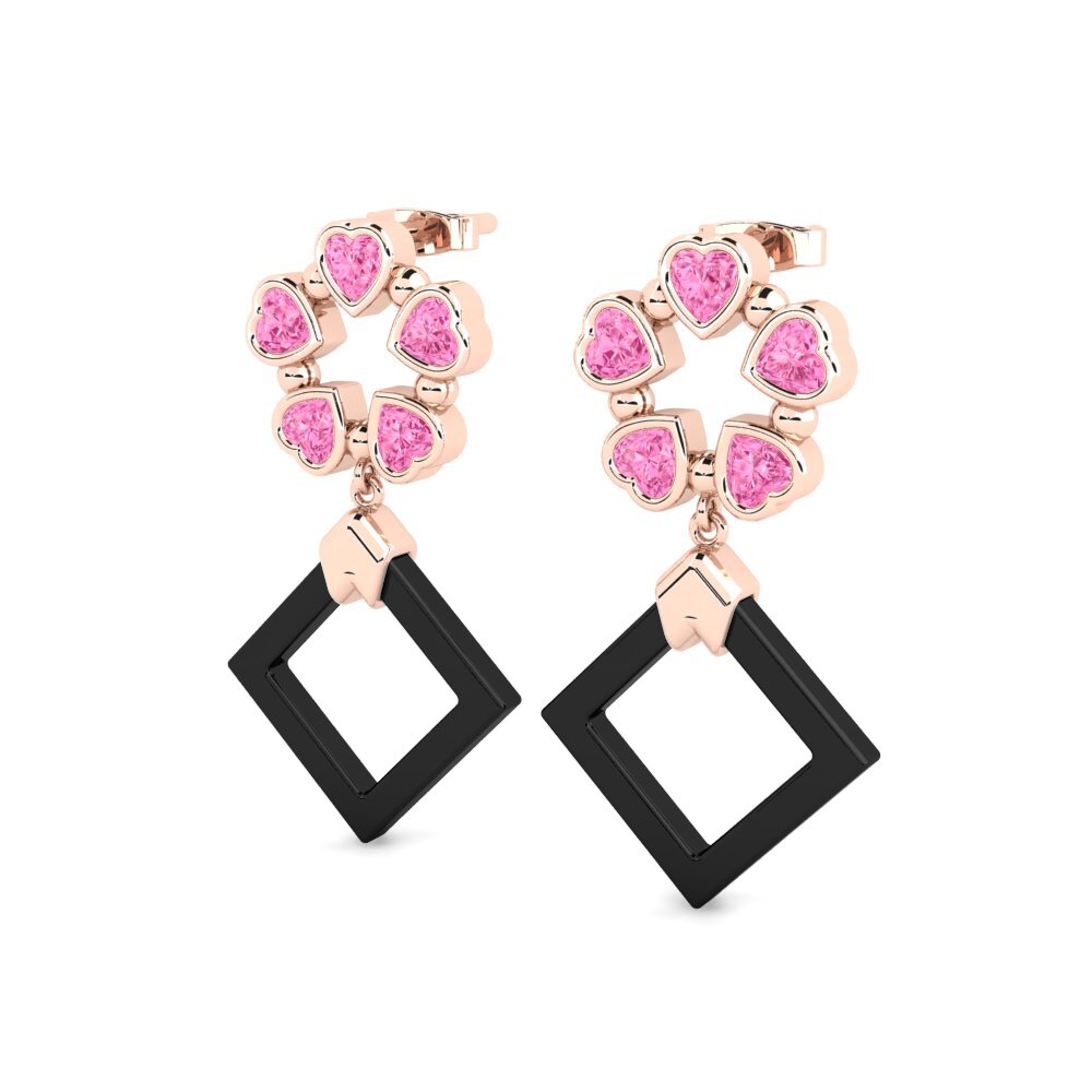 14k Oro Rosa Zafiro Rosado Pendiente de mujer Fults
