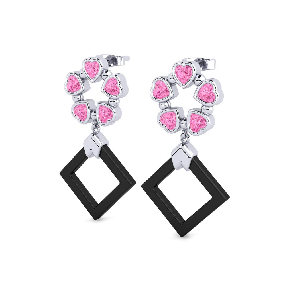 9k Oro Blanco Zafiro Rosado Pendiente de mujer Fults
