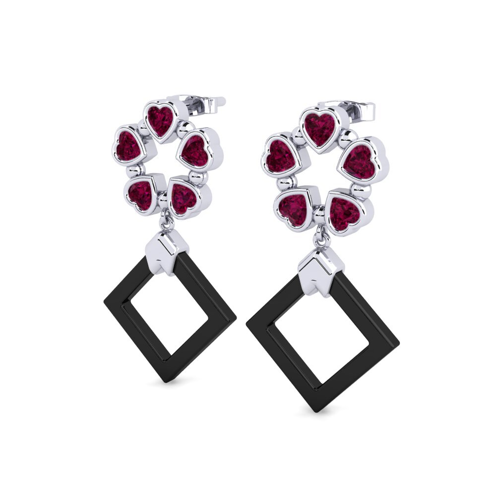 Platino 950 Granate Rhodolite Pendiente de mujer Fults